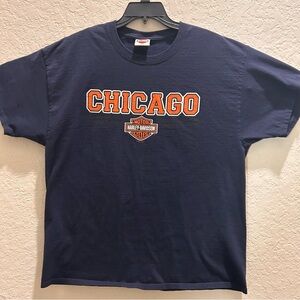 Harley-Davidson CHICAGO, IL—Men's XL Navy Blue T-Shirt—-2007